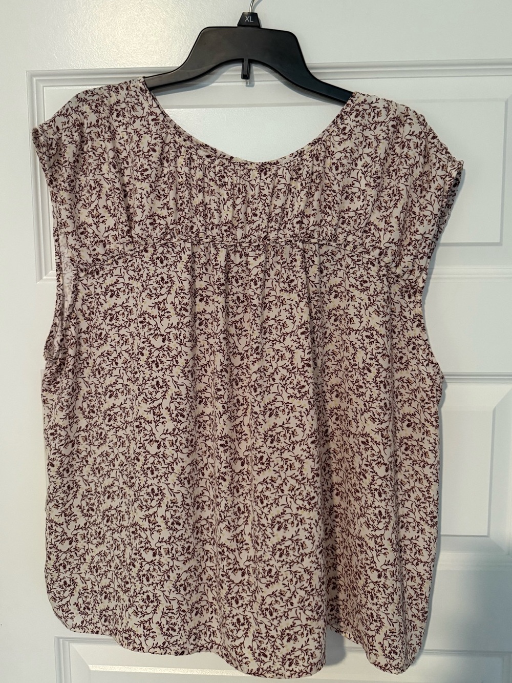 LOFT Cream Blouse with Maroon Floral Print